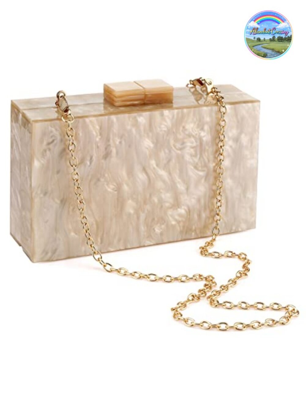 Acrylic Clutch Purse with Marbling Detachable Chain Crossbody Evening Bag
